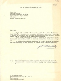 [Carta] 1954 mar. 6, Rio de Janeiro, Brasil [a] Gabriela Mistral, Nova York, Estados Unidos
