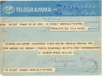 [Telegrama] 1951 jul. 26, Praga [a] Gabriela Mistral, Nápoles