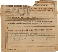 [Telegrama] 1945 nov. 17, New York [a] Gabriela Mistral, Petrópolis, Brasil