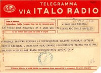[Telegrama] 1951 nov. 9, Santiago, Chile [a] Gabriela Mistral, Nápoles