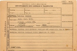 [Telegrama] 1945 nov. 28, [Brasil] [a] Maria Flora Yañez, Santiago, Chile