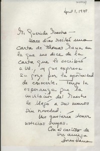 [Carta] 1948 Apr. 1, New York, [EE.UU.] [a] [Gabriela Mistral]