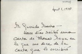 [Carta] 1948 Apr. 1, New York, [EE.UU.] [a] [Gabriela Mistral]