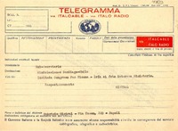 [Telegrama] [1952?], Napoli [a] Sub-Secretario Min. Relaciones, Santiago, Chile