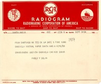 [Telegrama] 1955 sept. 5, Santiago, [Chile] [a] Gabriela Mistral, Vapor Santa María, [Chile]