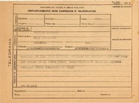 Telegrama 1945 nov. 27,[Petrópolis, Brasil a] Juan Goyanarte, [Buenos Aires, Argentina]