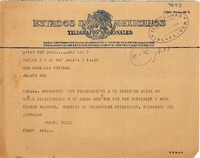 [Telegrama] 1949 sept. 20, México D. F. [a] Gabriela Mistral, Jalapa