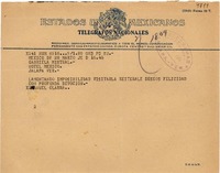 [Telegrama] 1950 mar. 28, México D.F. [a] Gabriela Mistral, Hotel México, Jalapa, Ver., [México]