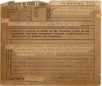 [Telegrama] 1945 nov. 15, Río de Janeiro [a] Gabriela Mistral, Petrópolis