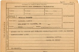 [Telegrama] 1945 nov. 23, Petrópolis [a] Carolina Nabuco, Río de Janeiro