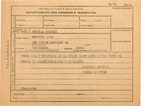 [Telegrama] 1945 nov. 23, Petrópolis [a] Benjamín Lima, Copacabana