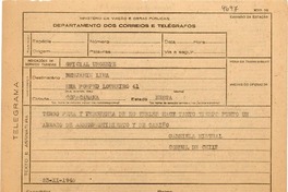 [Telegrama] 1945 nov. 23, Petrópolis [a] Benjamín Lima, Copacabana