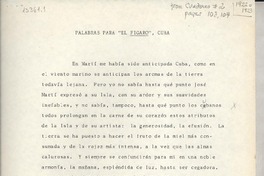 Palabras para "El Fígaro", Cuba