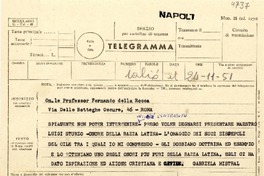 [Telegrama] 1951 nov. 24, Rapallo, Italia [a] Fernando della Rocca, Roma