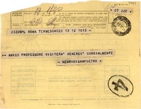 [Telegrama] 1951 dic. 12, Roma, [Italia] [a] [Gabriela Mistral]