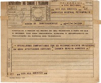 [Telegrama] 1945 nov. 17, Santiago, Chile [a] Gabriela Mistral, Petrópolis