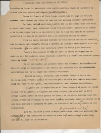 (Palabras para los Rotarios de Lima)