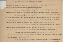 (Palabras para los Rotarios de Lima)