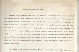 Palabras sobre la paz