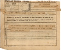 [Telegrama] 1945 nov. 17, Santiago, Chile [a] Gabriela Mistral, Petrópolis