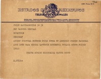 [Telegrama] [1950], Santiago, Chile [a] Gabriela Mistral, México D.F.