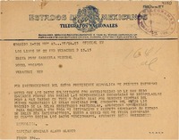 [Telegrama] 1949 feb. 22, Veracruz [a] Gabriela Mistral, Hotel Mocambo, Veracruz, [México]