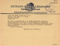 [Telegrama] 1949 jul. 23, México D.F. [a] Gabriela Mistral, Jalapa, Ver[acruz], [México]