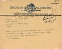 [Telegrama] 1949 abr. 14, México D.F. [a] Gabriela Mistral, Hotel Mocambo, Veracruz, [México]