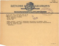 [Telegrama] 1949 ago. 29, México D.F. [a] Gabriela Mistral, Hotel Mocambo, Veracruz, [México]