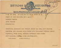 [Telegrama] 1949 ene. 28, México D.F. [a] Gabriela Mistral, Hotel Mocambo, Veracruz, [México]