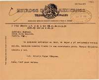[Telegrama] 1948 dic. 3, México D.F. [a] Gabriela Mistral, Veracruz