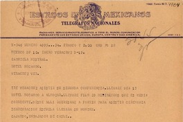 [Telegrama] 1948, México D.F. [a] Gabriela Mistral, Veracruz