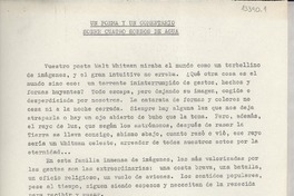 Un poema y un comentario sobre cuatro sorbos de agua