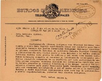 [Telegrama] 1948 dic. 6, México D. F. [a] Gabriela Mistral, Veracruz