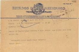 [Telegrama] 1948 nov. 17, México D. F. [a] Gabriela Mistral, Merida