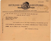 [Telegrama] 1948 dic. 8, México D.F. [a] Gabriela Mistral, Fortín, Veracruz, [México]
