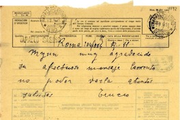 [Telegrama] 1951 jun. 19 [a] Gabriela Mistral, Rapallo, [Italia]