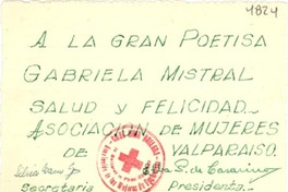 [Tarjeta] 1954, Valparaíso [a] Gabriela Mistral