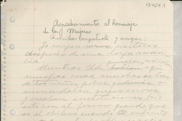 Agradecimiento al homenaje de las mujeres