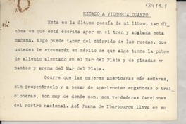 Recado a Victoria Ocampo