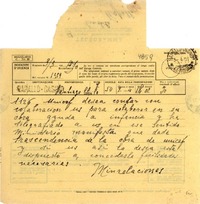 [Telegrama] 1951 mar. 3, Santiago, Chile [a] [Gabriela Mistral], Rapallo, [Italia]