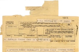 [Telegrama] 1951 feb. 5, Turín [a] Gabriela Mistral, Rapallo