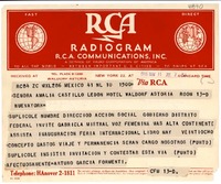 [Telegrama] 1946 mayo 11, México [a] Amalia Castillo Ledon, New York, [EE.UU.]