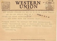 [Telegrama] 1946 nov. 29, Stockhom, [Suisse] [a] Gabriela [Mistral], Monrovia, Calif., [EE.UU.]