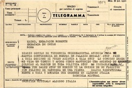 [Telegrama] [1951 ene.], Rapallo [a] Embajador Rosende, Roma