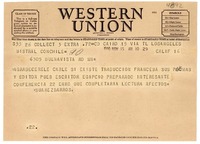 [Telegrama] 1946 nov. 16, El Cairo, [Egipto] [a] Gabriela Mistral, Conchile, Los Angeles, Calif., [EE.UU.]