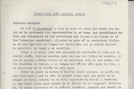 Recado para doña Carolina Nabuco