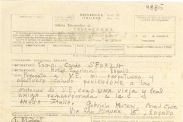 [Telegrama] [1951], Rapallo [a] Conde Sforza, Rapallo