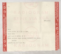 [Telegrama] 1949 abr. 15, Veracruz, México [a] Doris Dana, New York