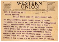 [Telegrama] 1946 mayo 30, New York [a] Gabriela Mistral, Los Ángeles